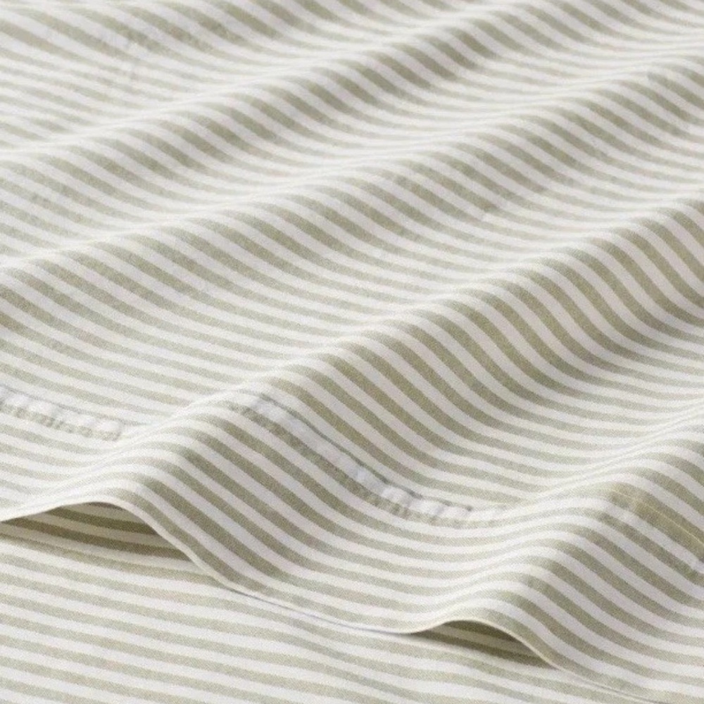 Twin/Twin XL 250 Thread Count 3 Pc. Organic Sheet Set Green Stripe ~ Threshold